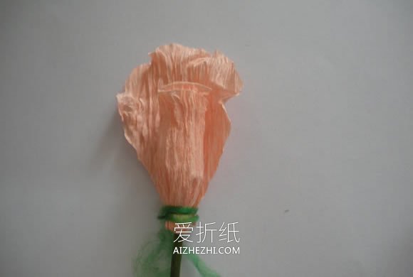 皱纸玫瑰花的制作步骤图解- www.aizhezhi.com