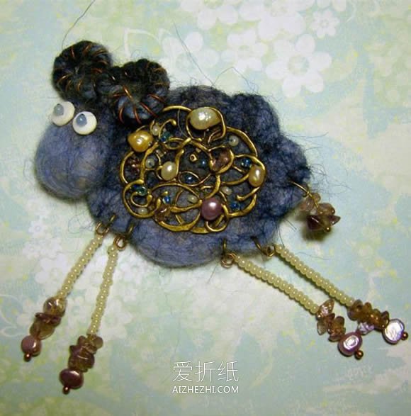 精美羊毛毡小羊胸针的制作方法- www.aizhezhi.com