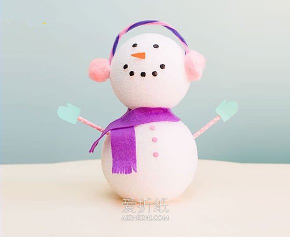 可爱圣诞雪人的制作方法- www.aizhezhi.com