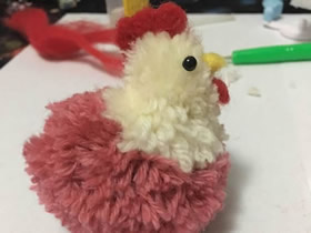 可爱毛线球母鸡的制作方法