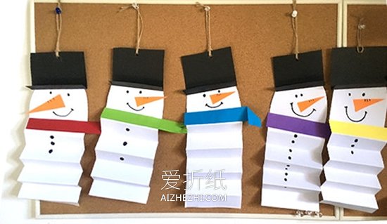 卡纸制作雪人挂饰的简单方法- www.aizhezhi.com