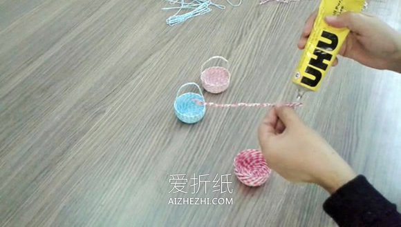用纸线做小篮子的方法- www.aizhezhi.com