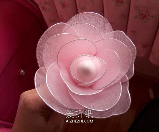 丝网玫瑰花制作图解- www.aizhezhi.com