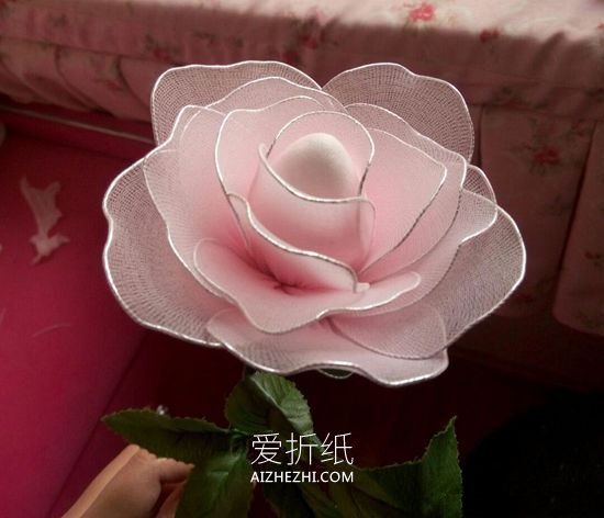 丝网玫瑰花制作图解- www.aizhezhi.com