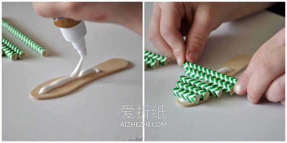 纸吸管手工制作圣诞树挂饰的方法- www.aizhezhi.com