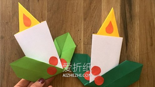 简单折纸圣诞蜡烛的方法图解- www.aizhezhi.com