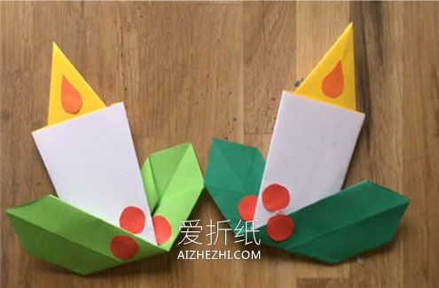 简单折纸圣诞蜡烛的方法图解- www.aizhezhi.com