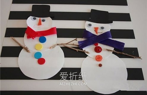 简单雪人粘贴画的做法- www.aizhezhi.com