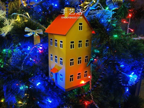 卡纸手工制作圣诞节房屋模型装饰- www.aizhezhi.com