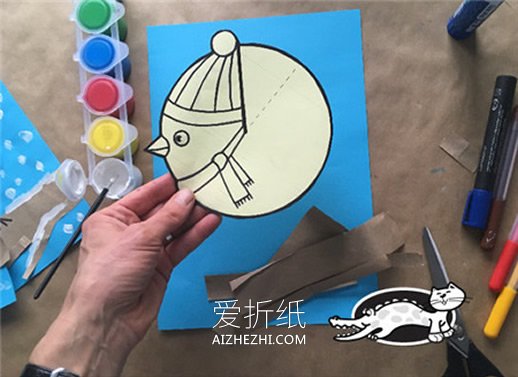 过冬的小鸟新年贺卡手工制作- www.aizhezhi.com