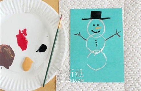 简单新年雪人贺卡的制作方法- www.aizhezhi.com