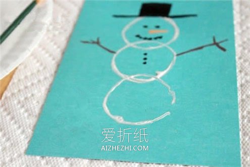 简单新年雪人贺卡的制作方法- www.aizhezhi.com