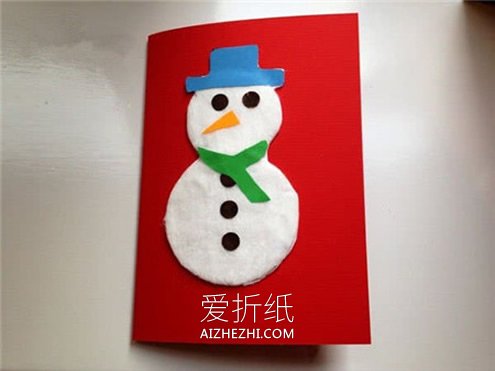 儿童手工制作新年雪人贺卡的方法- www.aizhezhi.com