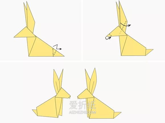 简单纸兔子的折法图解- www.aizhezhi.com