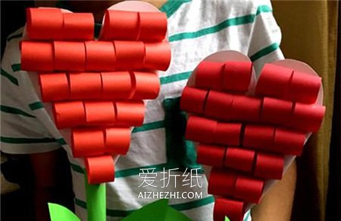 用卡纸做母亲节爱心花的方法- www.aizhezhi.com