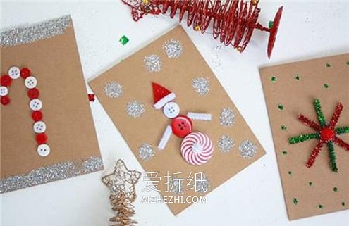 圣诞节雪人和拐杖贺卡的制作方法- www.aizhezhi.com