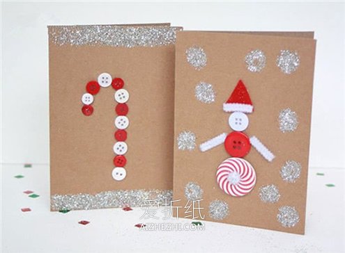 圣诞节雪人和拐杖贺卡的制作方法- www.aizhezhi.com