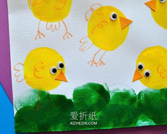 气球印画可爱小鸡的方法- www.aizhezhi.com