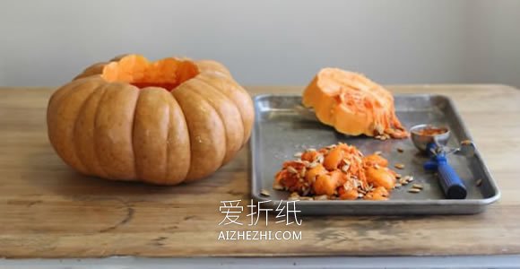 怎么用南瓜做感恩节插花花瓶的方法- www.aizhezhi.com