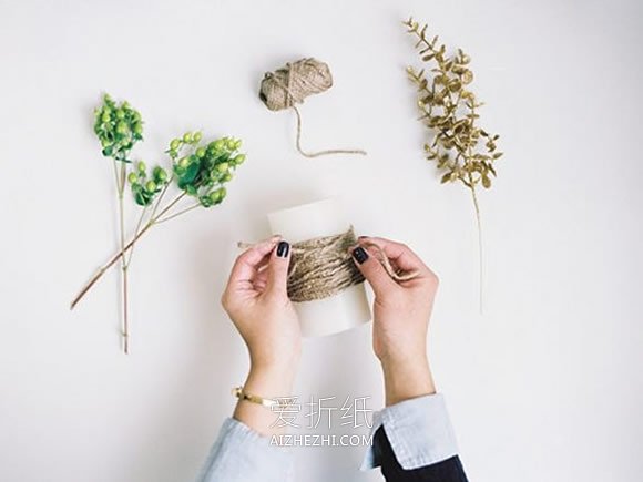 怎么用麻绳做森系蜡烛的方法- www.aizhezhi.com