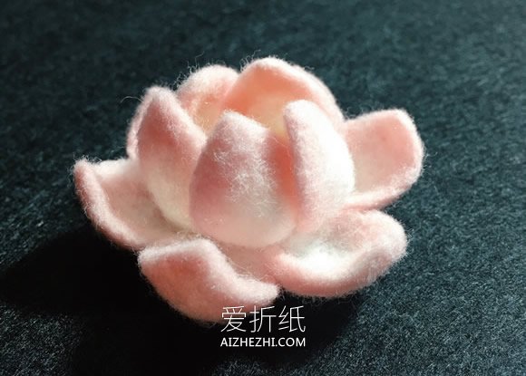 怎么做羊毛毡荷花的方法图解- www.aizhezhi.com