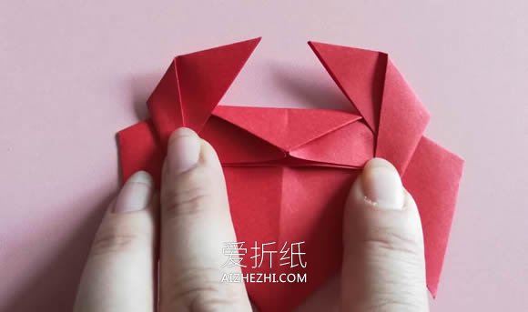 怎么简单折纸红色螃蟹的折法图解- www.aizhezhi.com