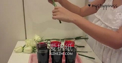 怎么利用虹吸作用做彩虹玫瑰花的方法- www.aizhezhi.com