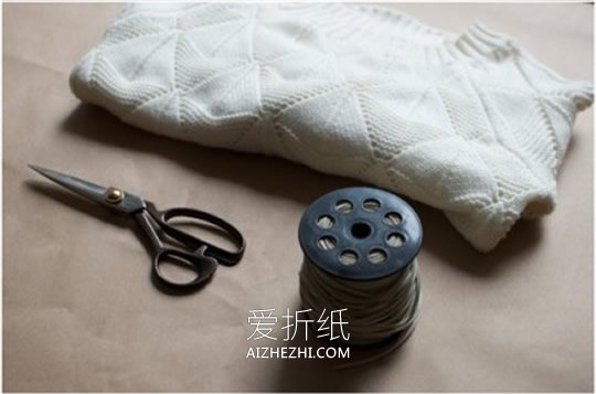 怎么用皮绳改造旧毛衣的方法图解- www.aizhezhi.com