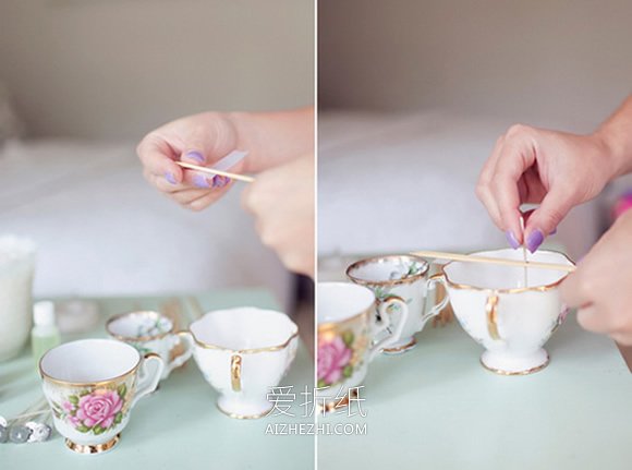 怎么用陶瓷杯做茶杯蜡烛装饰的简单方法- www.aizhezhi.com