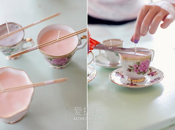 怎么用陶瓷杯做茶杯蜡烛装饰的简单方法- www.aizhezhi.com