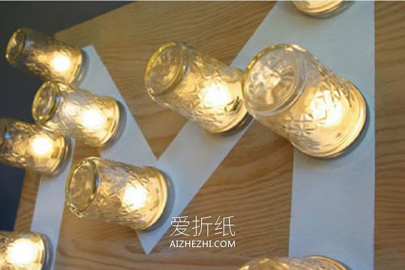 怎么用玻璃罐做字母灯饰的方法教程- www.aizhezhi.com