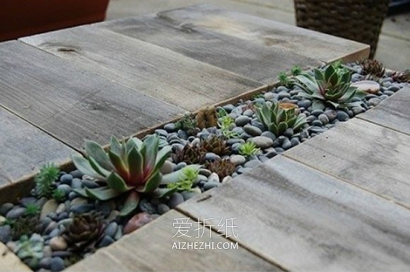 怎么用木板做桌形多肉花架的方法教程- www.aizhezhi.com