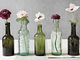 怎么用玻璃酒瓶做花瓶的方法图片