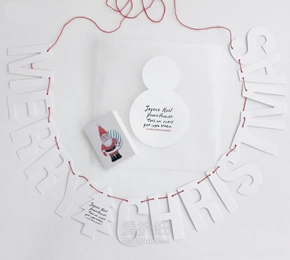 怎么用卡纸做Merry Christmas圣诞文字装饰的方法- www.aizhezhi.com