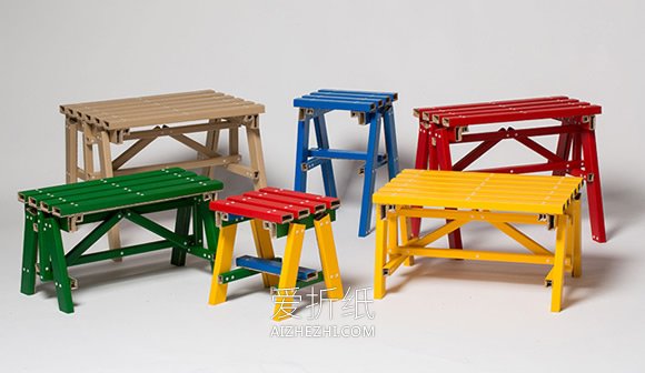 怎么用硬纸板做桌凳的作品图片- www.aizhezhi.com