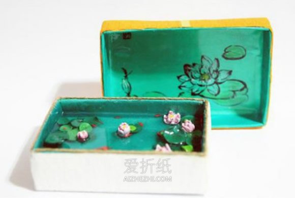 怎么用铁盒做夏日荷塘装饰品的方法图解- www.aizhezhi.com