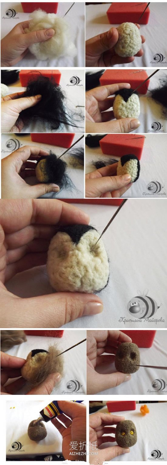 怎么用羊毛做圣诞节猫头鹰摆件的方法图解- www.aizhezhi.com