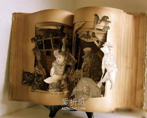 怎么用旧书做立体雕刻艺术品的图片- www.aizhezhi.com