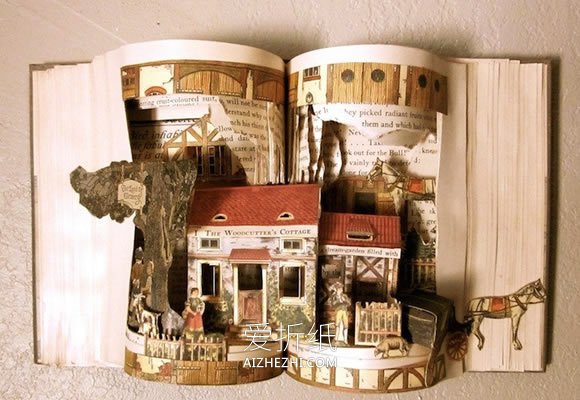 怎么用旧书做立体雕刻艺术品的图片- www.aizhezhi.com