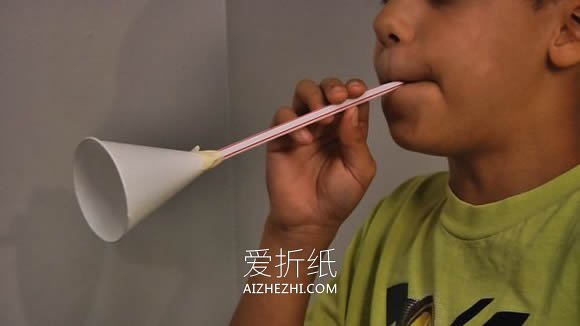 怎么用吸管和漏斗做儿童喇叭玩具的方法图解- www.aizhezhi.com