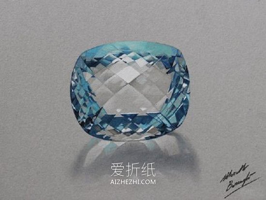 怎么画逼真的3D宝石首饰铅笔画作品图片- www.aizhezhi.com