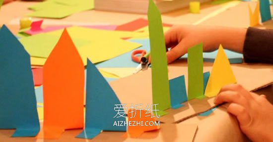 怎么用卡纸做立体城市的方法图解- www.aizhezhi.com