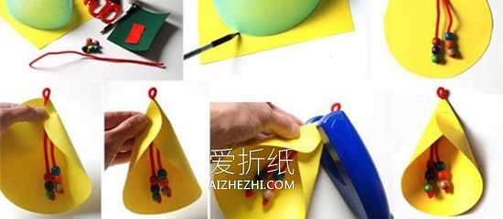怎么用卡纸做圣诞铃铛装饰的方法图解- www.aizhezhi.com
