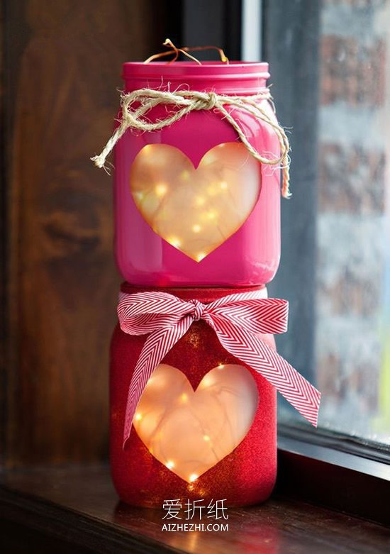 怎么用玻璃瓶做情人节烛台灯饰的方法图解- www.aizhezhi.com