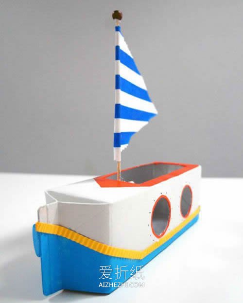 怎么用牛奶盒做帆船的方法图解- www.aizhezhi.com