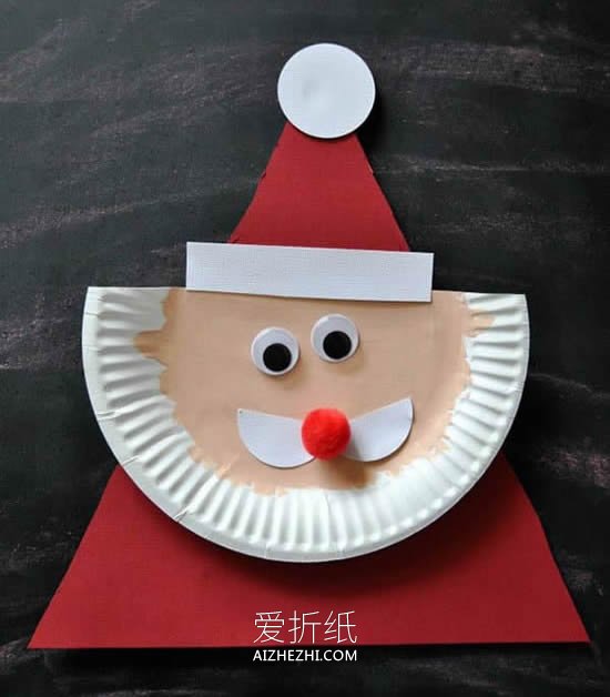 怎么用纸盘做圣诞老人的方法图解- www.aizhezhi.com