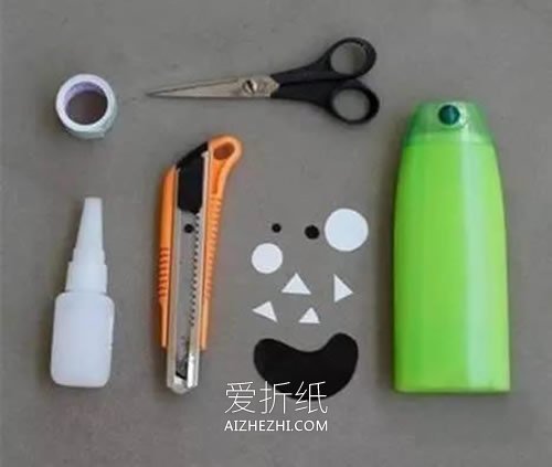 怎么用洗发水瓶做怪物笔筒的方法图解- www.aizhezhi.com