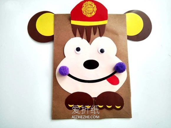 怎么用卡纸做猴子贴画的方法图解- www.aizhezhi.com
