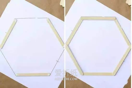 怎么用冰棍棒做六边形花架的方法图解- www.aizhezhi.com
