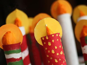 怎么用卷纸芯做圣诞节蜡烛装饰的方法图解